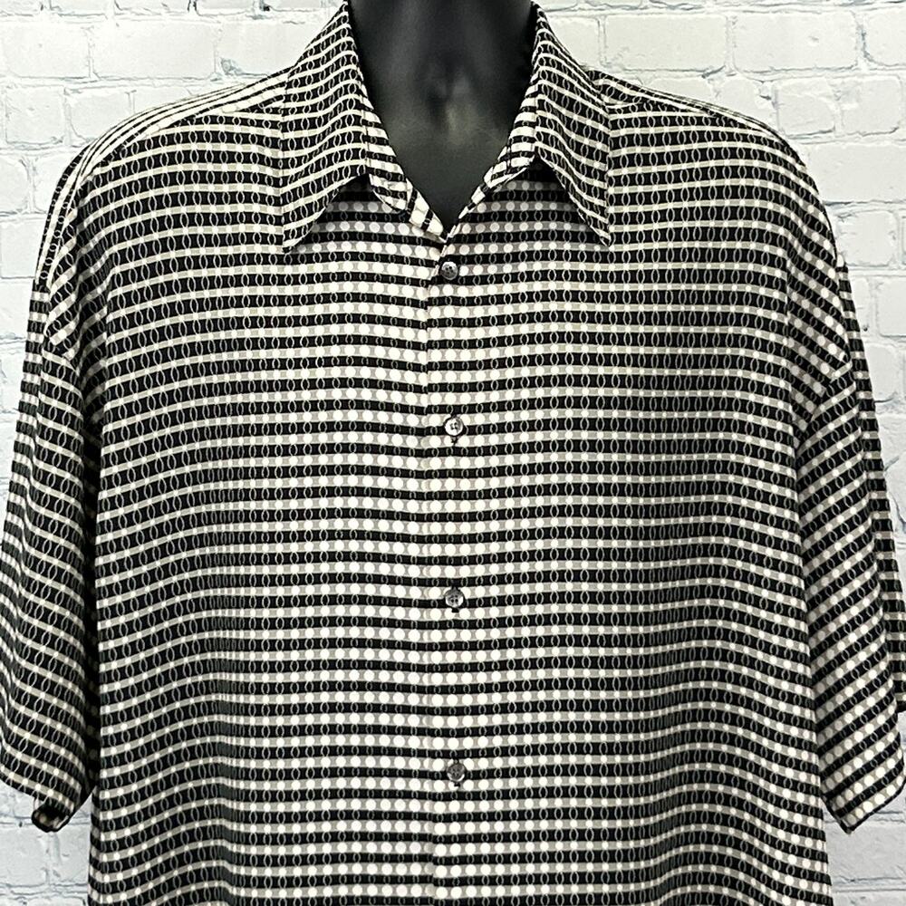 Vintage 70s Monzini Collection Button Front Shirt Beige Disco USA XL X-Large
